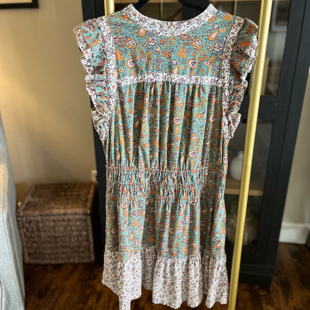 Universal Thread Women's Mini Dress in Teal and White Floral